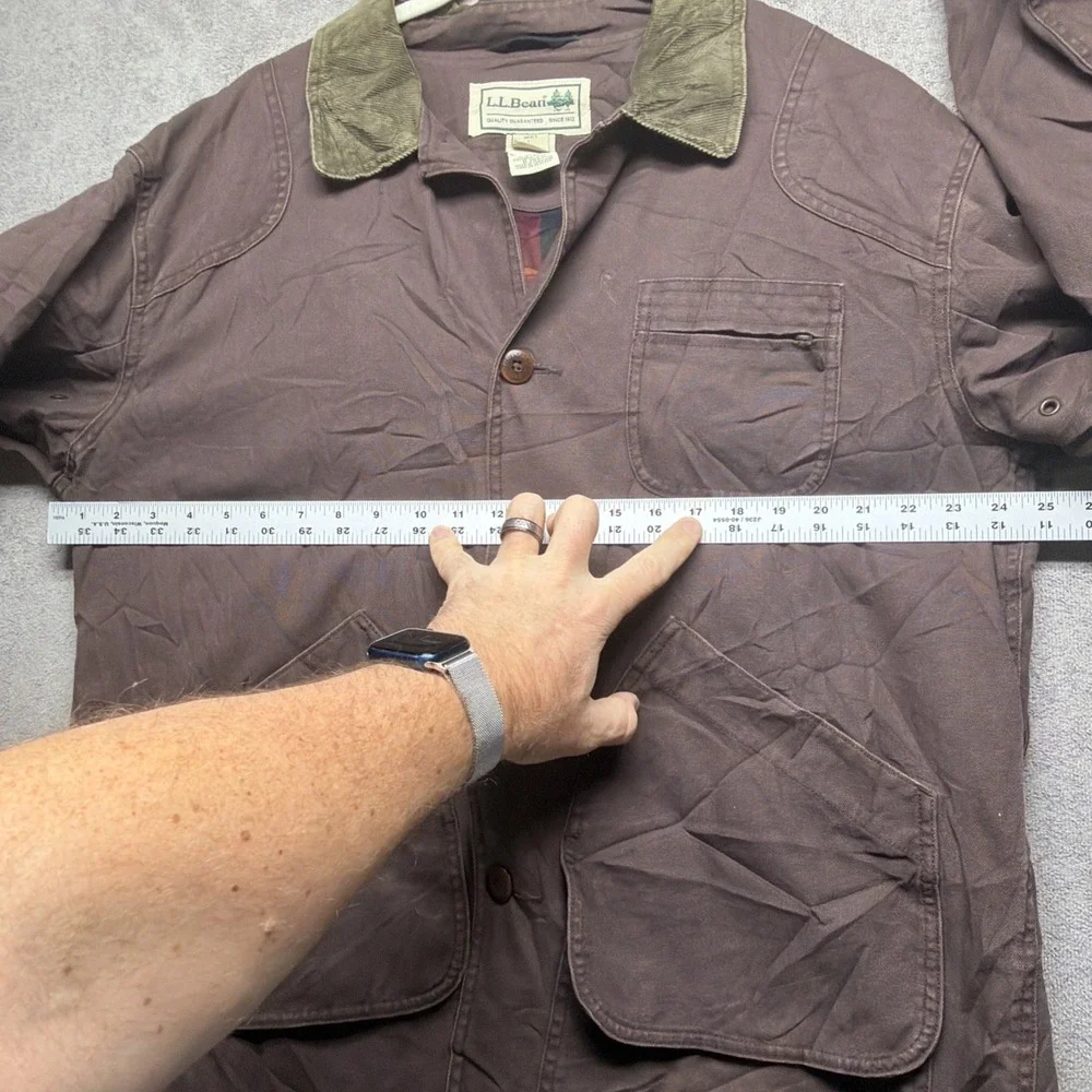 Vintage 90s L.L. Bean Field‎ Jacket Canvas Lined Corduroy Collar Men's Large